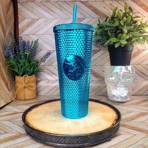 Starbucks Summer 2023 Blue Splash Chrome Studded Tumbler NWT